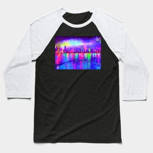 Neon glowing city Baseball T-Shirt